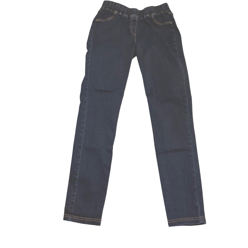 Hanna Andersson Girls Pull On Jeans Jeggings 12 Dark Blue Organic Cotton Stretch